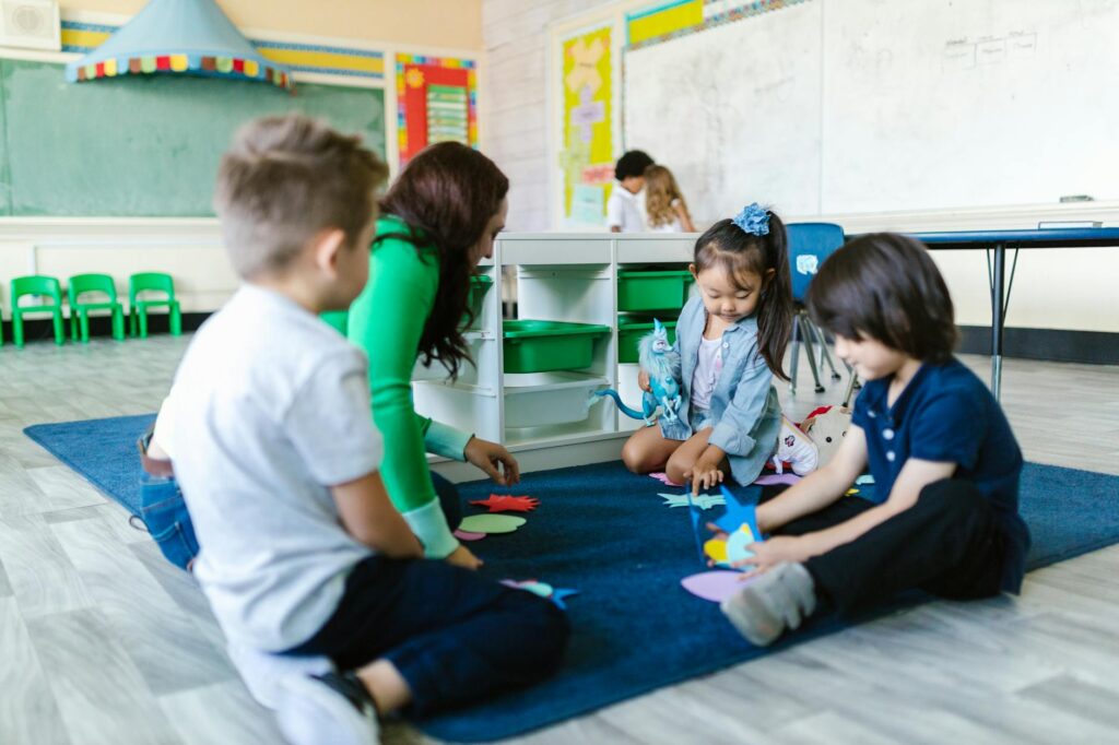 students playing educational games
