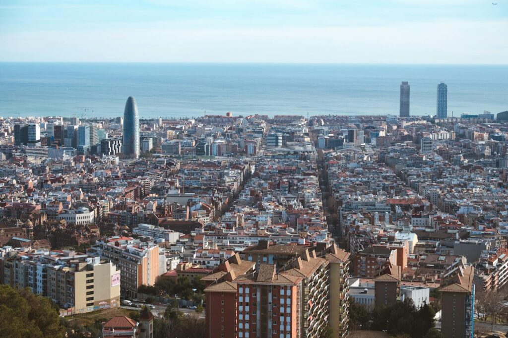 Barcelona skyline vibrant