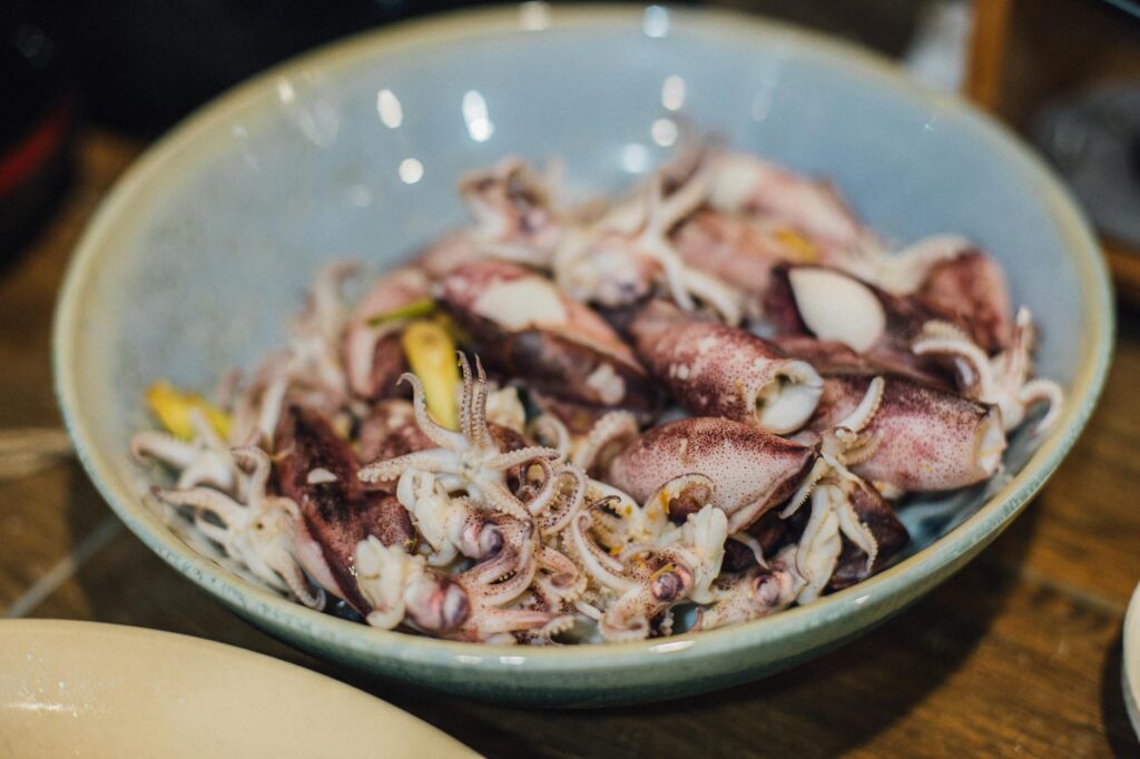 fresh squid preparation