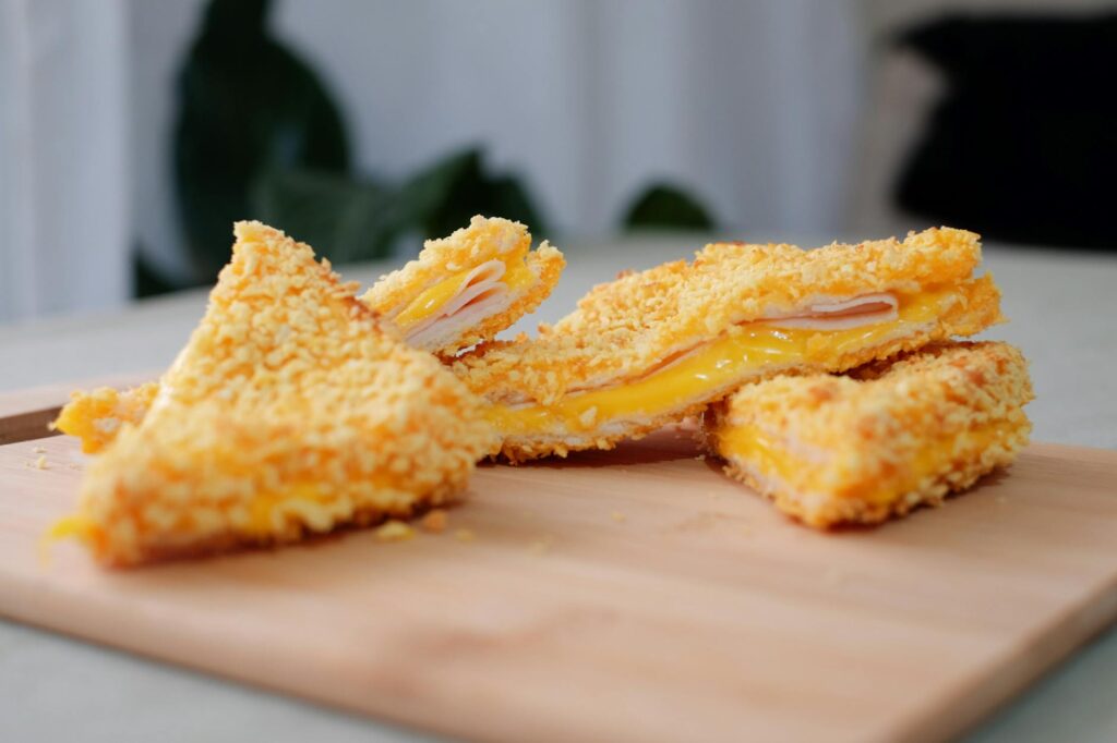 golden cheese cookie close up