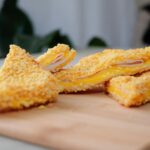 golden cheese cookie close up