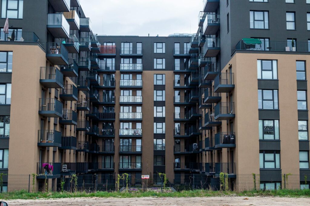 modern apartment building city skyline