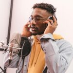 musician in recording studio