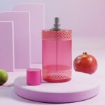 perfume bottle in forest setting