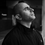 person looking back with forward steps