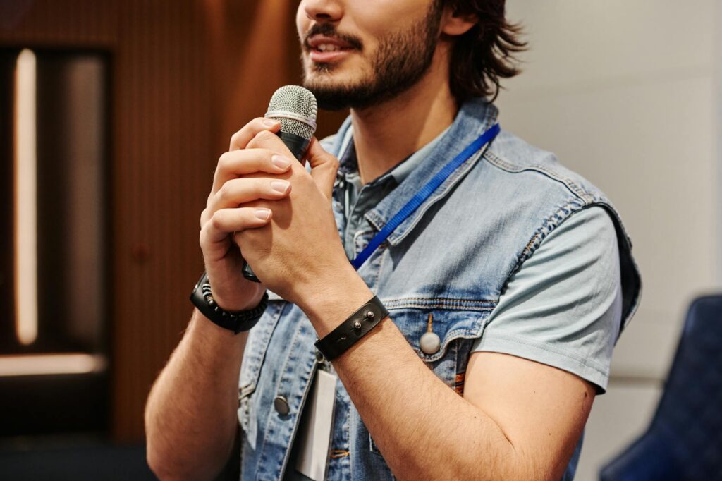 person speaking clearly